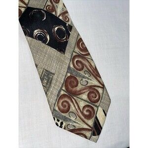 Manzoni Men’s Dress Tie Size 57” Multicolor Geometric Silk Business Formal